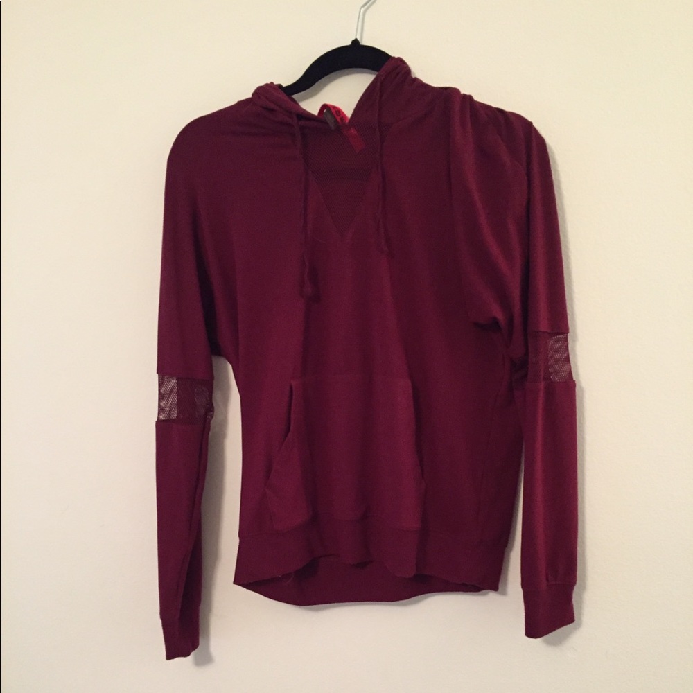 Maroon hoodie with mesh